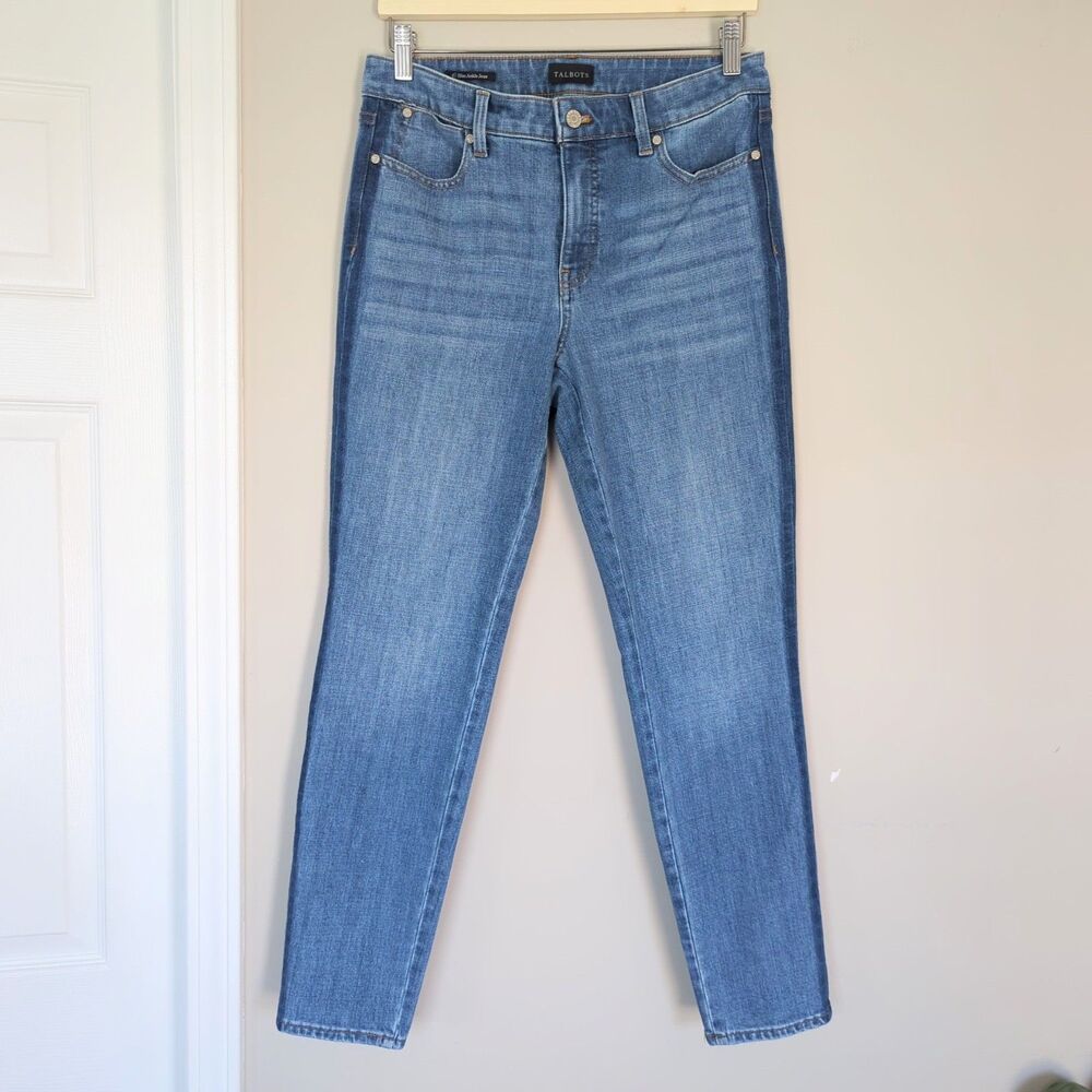 Talbots Flawless Slim Ankle Mid Rise Jeans Panama Wash 6 Contrast Dye Tapered